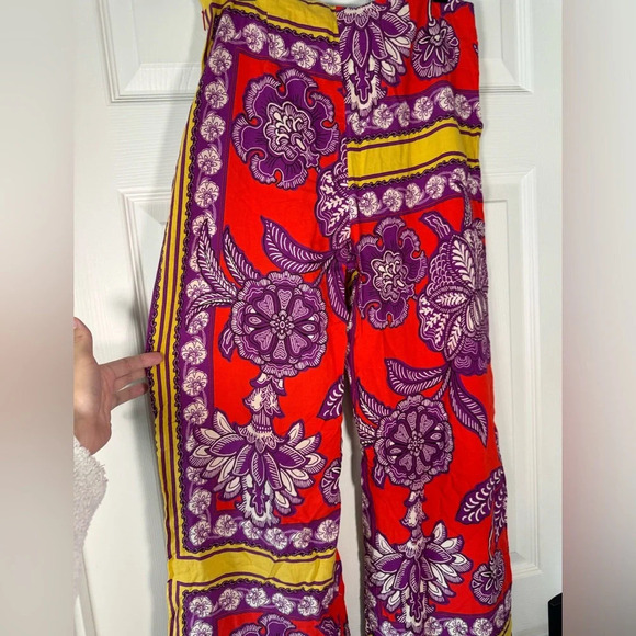 Mango MNG Culottes Palazzo Pants Printed Design Italian Fabric Size 6 Women’s - Picture 7 of 8